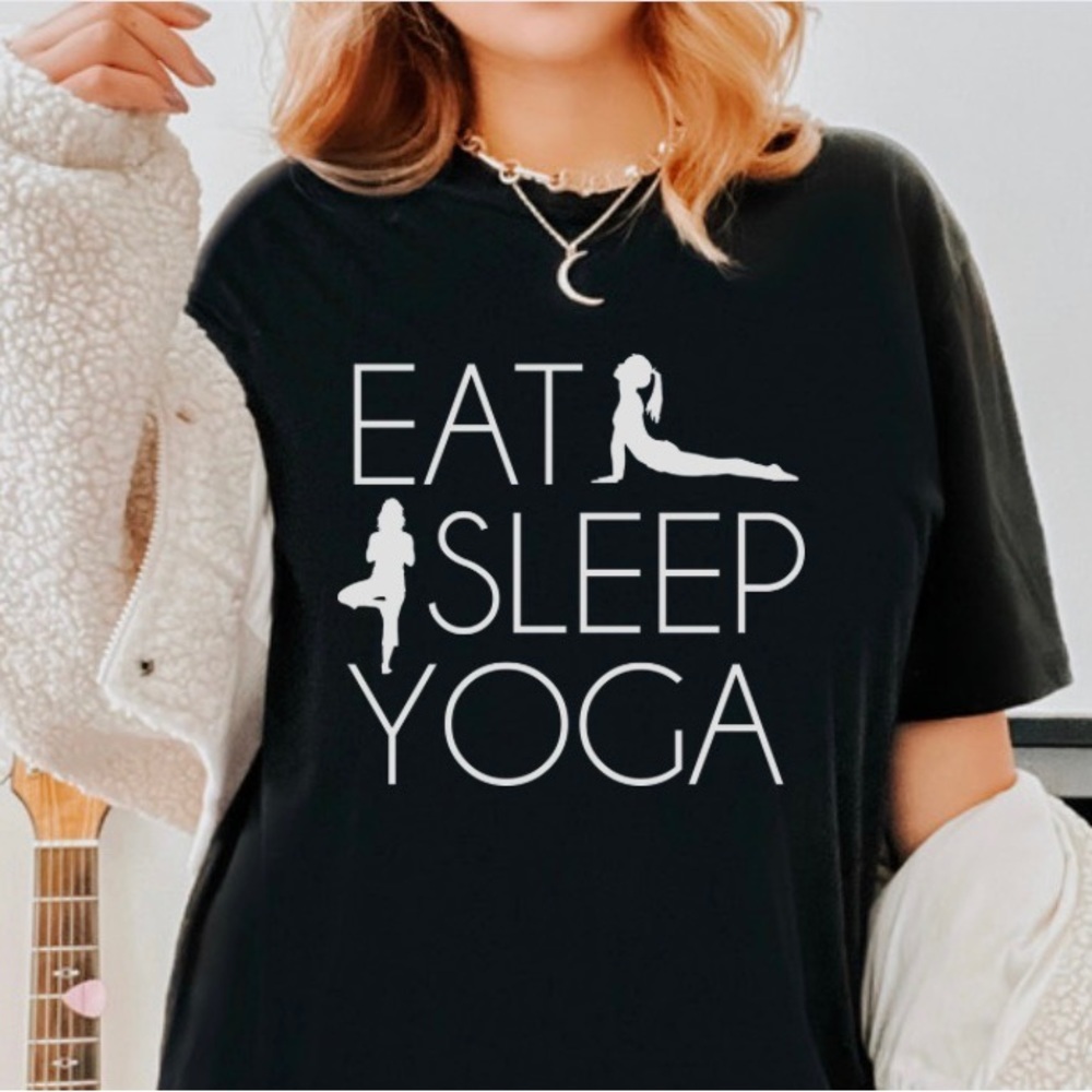 Eat Sleep Yoga 100% Cotton graphic tee S-5X